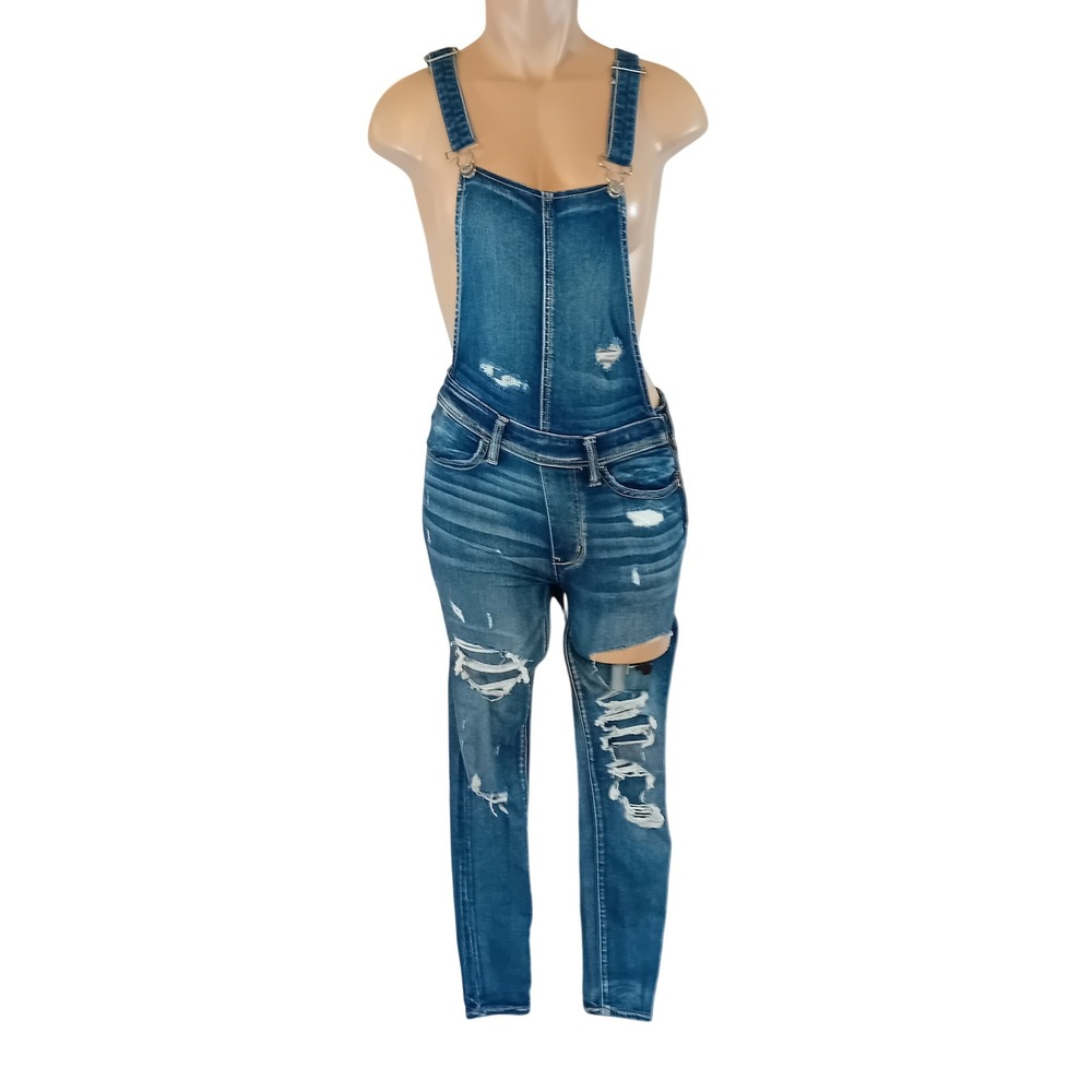 American Eagle Juniors Jegging Overalls Distressed Mid Wash Indie Sleaze 0 READ